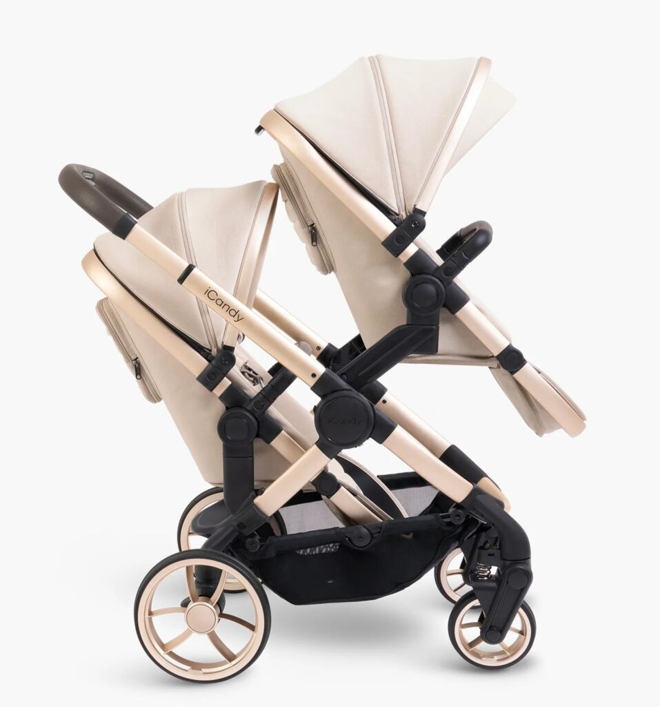 iCandy Peach 7 twin stacked pram from birth
